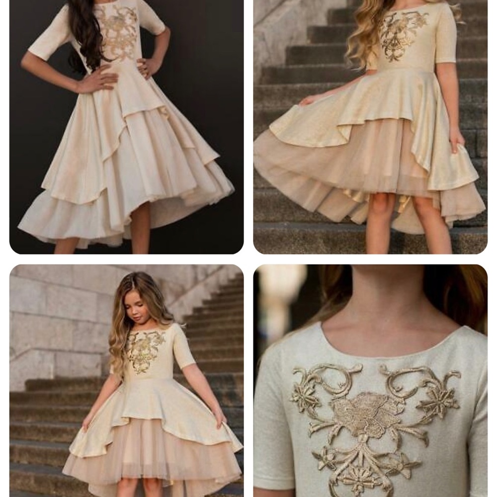 Girls Joyfolie Gold Tulle ROSELYN SCARLET Dress 12 Party holiday dance